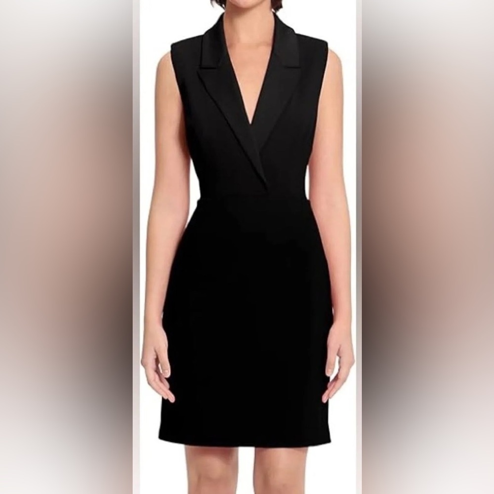 Donna Morgan sleeveless black blazer-style dress size 6 NWOT